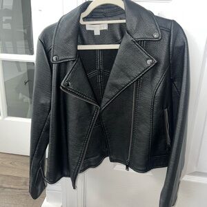 New York & company faux leathered moto jacket